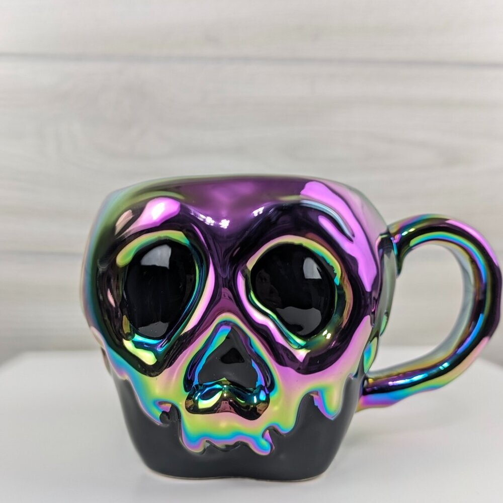 Disney Parks Ceramic Iridescent ONE BAD APPLE Snow White Poison Apple Coffee Mug